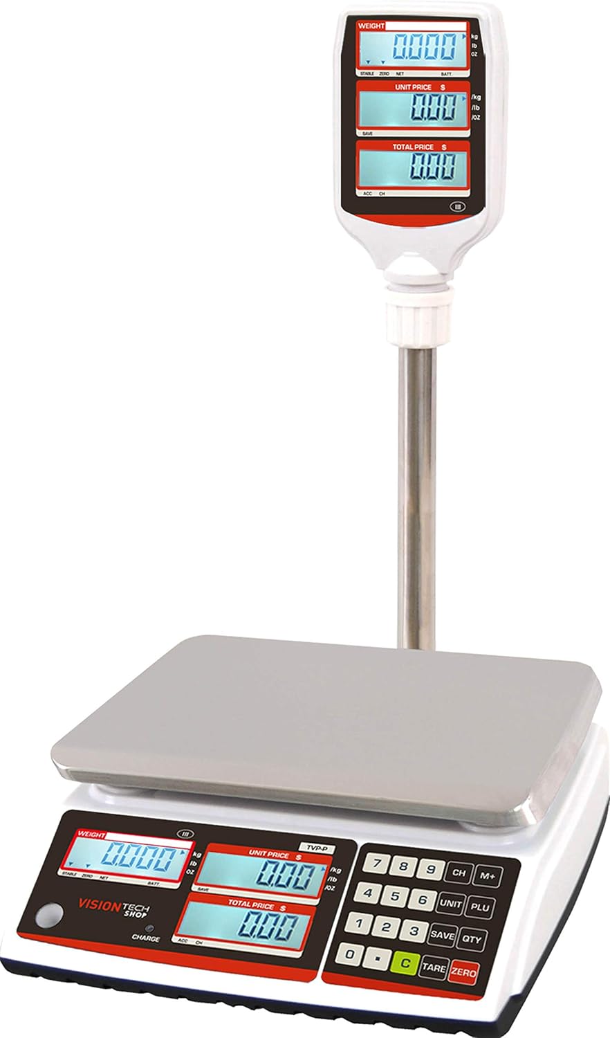 Price Computing Scale with Pole Display, 60lb Capacity, 0.01lb Readability Q5746