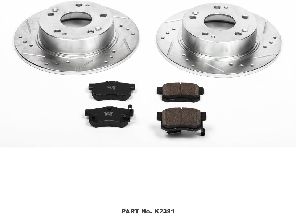Rear Z23 Carbon Fiber Brake Pads with Drilled & Slotted Brake Rotors Kit N3112