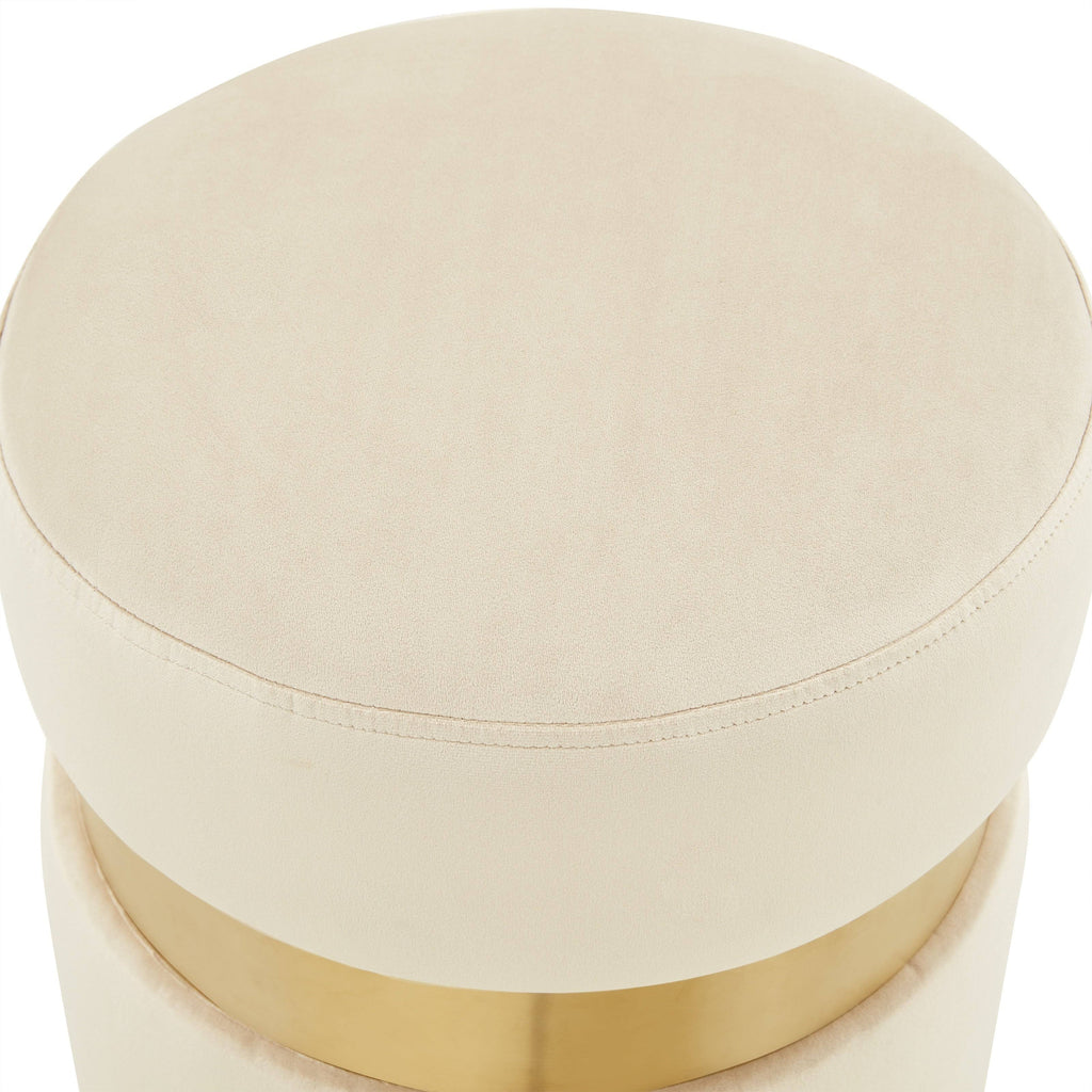 Light Grey Round Velvet Ottoman B860880