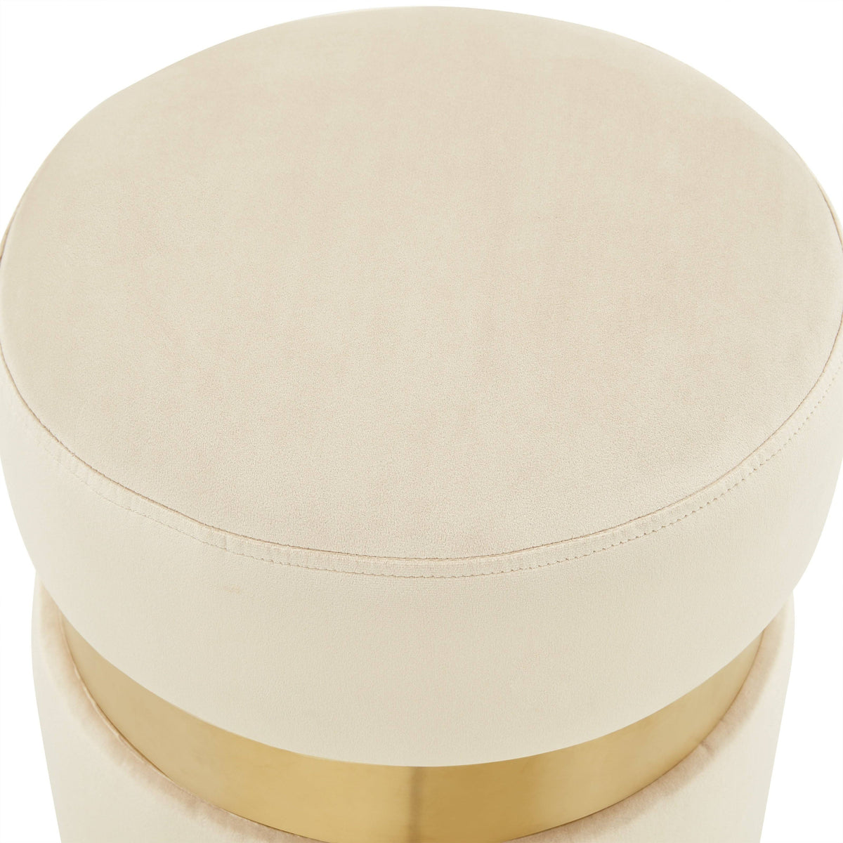 Light Grey Round Velvet Ottoman B860880