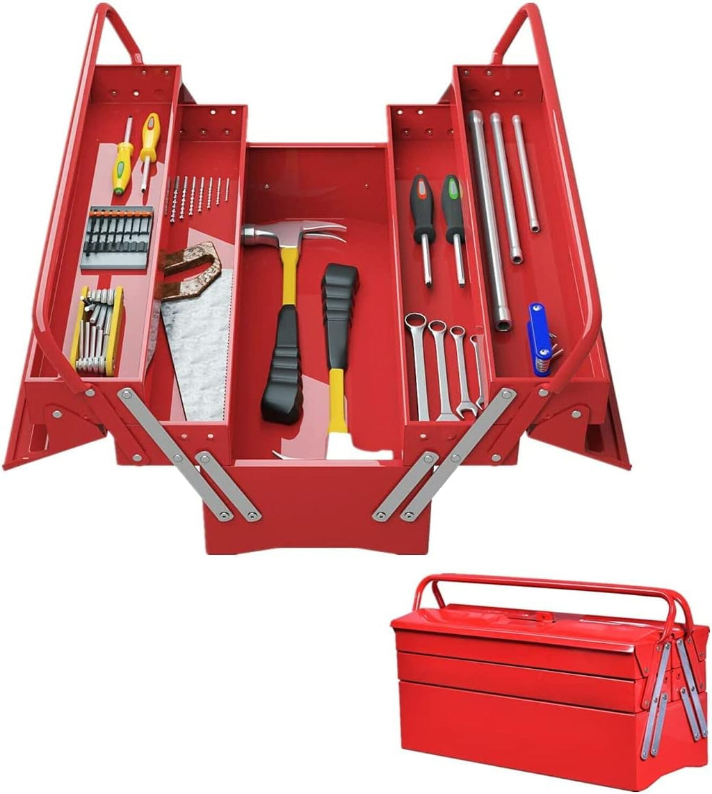 20-Inch Portable 5-Tray Cantilever Metal Tool Box Steel Tool Chest Cabinet M114