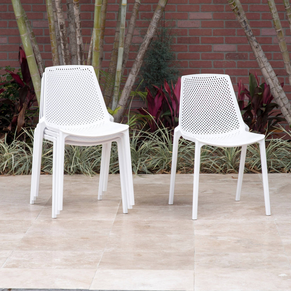 3 Piece White Round Folding Table Patio Dining Set J285