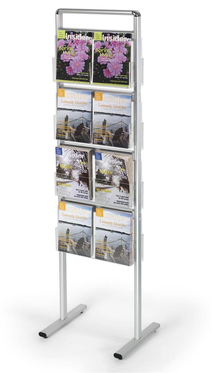 Silver Aluminum 8 Shelves Brochure or Magazine Stand G8385
