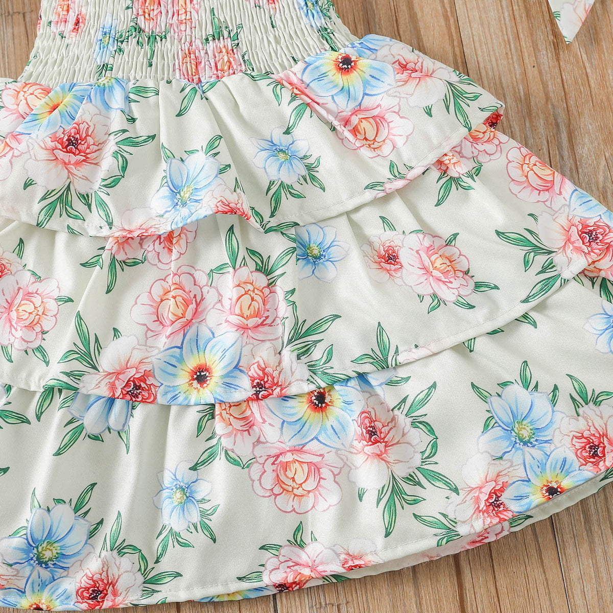 Ruffles Floral Strap Summer Beach Dress N148