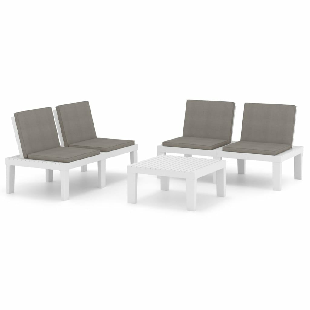 3 Piece White Outdoor Patio Lounge Set with Anthracite Cushions F99634