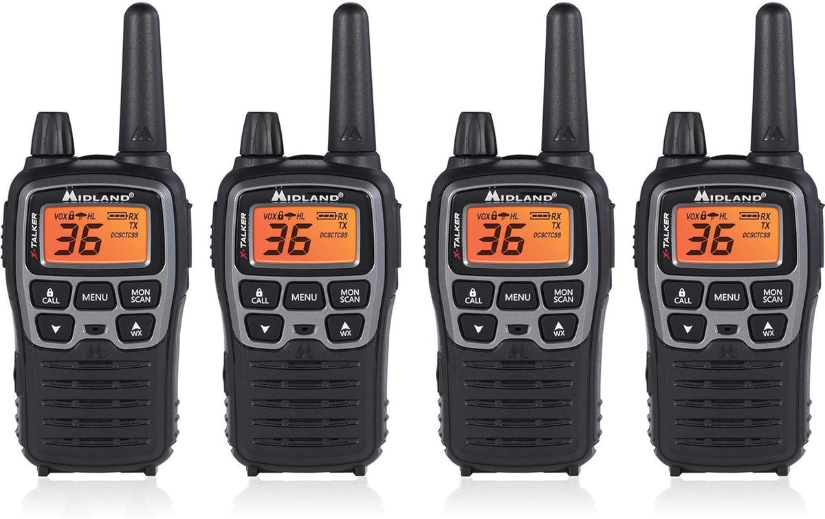 36 Channel FRS Two-Way Radio, Black/Silver, Pack of 4 U641