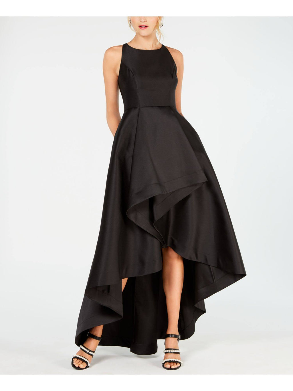 Black Mikado High-Low Gown Z188