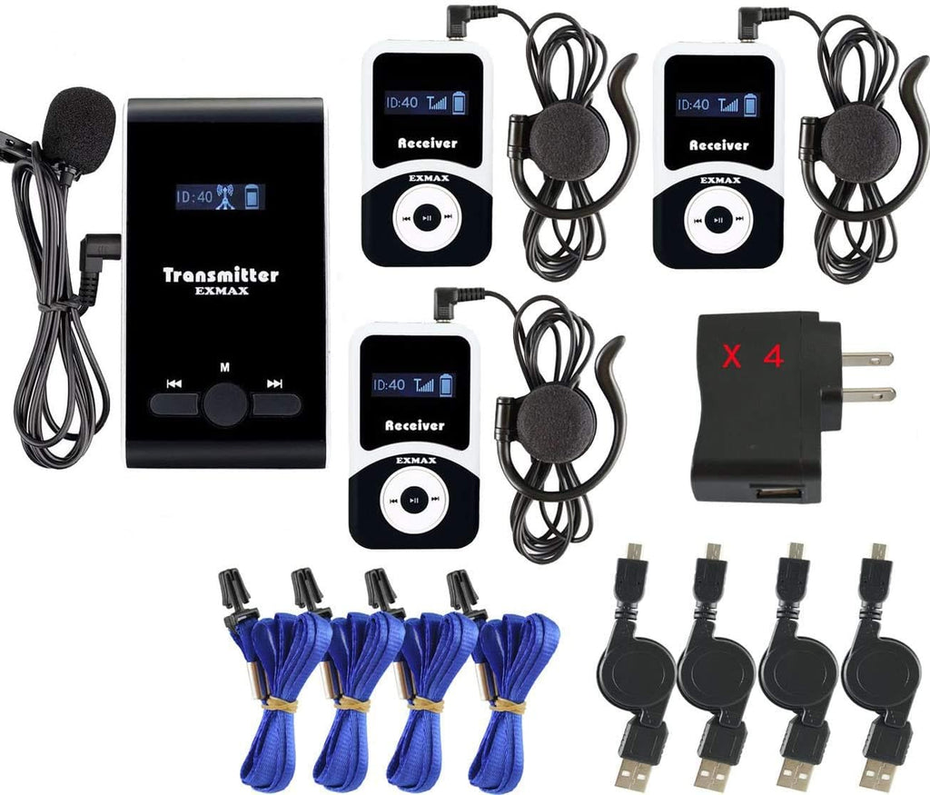 Wireless Tour Guide System with Lavalier Microphone (1 Transmitter 3 Receivers) N18274