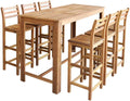 7 Piece Solid Acacia Wood Bar Table and Chair Set A996