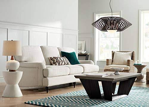 Modern Floor Lamp Steel Crystal Glass Column Linen Drum Shade E89631