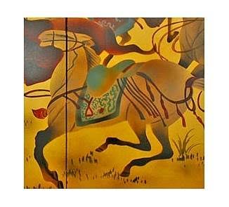 36x22 Riders in The Storm on Gold Leaf G24950