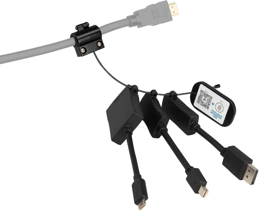 2.0 HDMI Adapter Ring with USB-C, DisplayPort & Mini DisplayPort Pigtail Adapters with Security Cable L62224