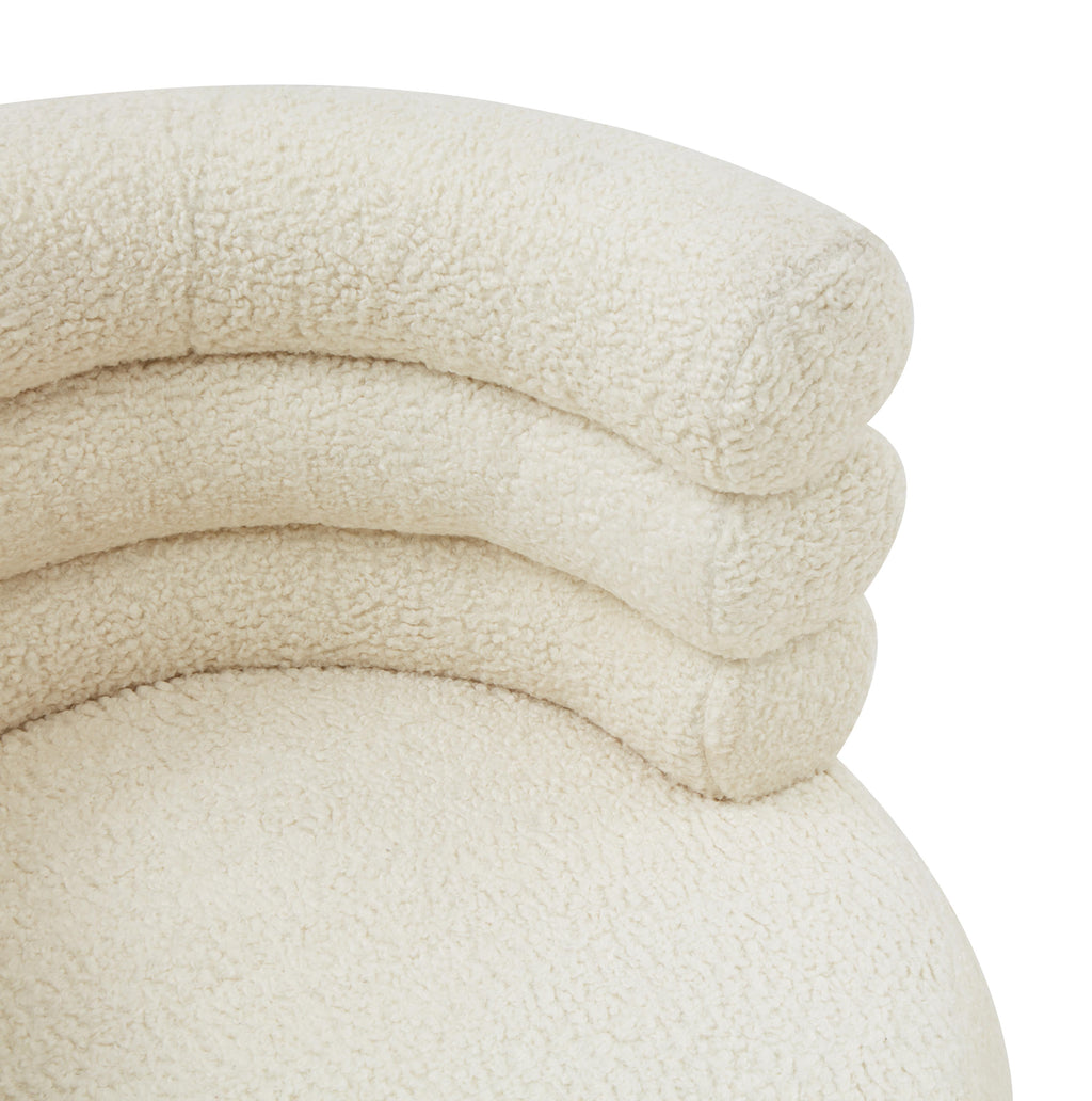 Cream Faux Shearling Swivel Chair with Gold Base H245658