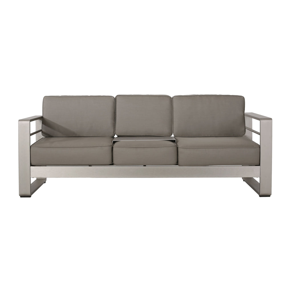 Aluminum and Sunbrella Outdoor 3 Seater Sofa with Cushions T693514