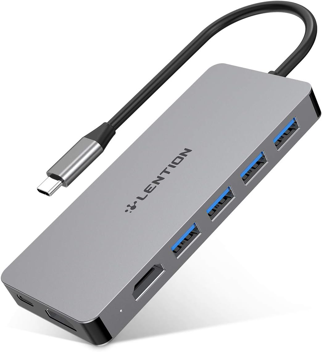 USB C Dual HDMI Hub with 4X USB 3.0, 2X 4K HDMI and 100W Type C Charging Adapter, Space Gray, Pack of 2 L802