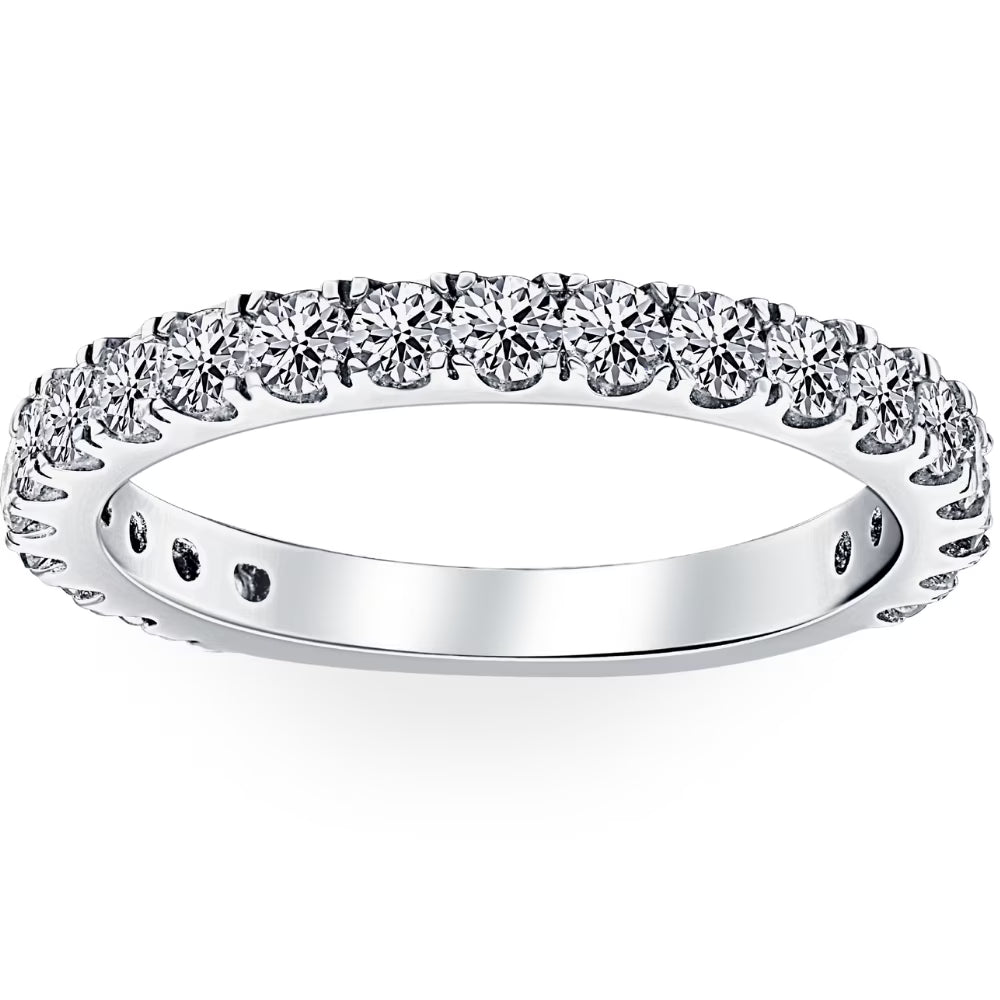 1 ct Diamond Wedding Ring 14k White Gold Stackable Jewelry N433335