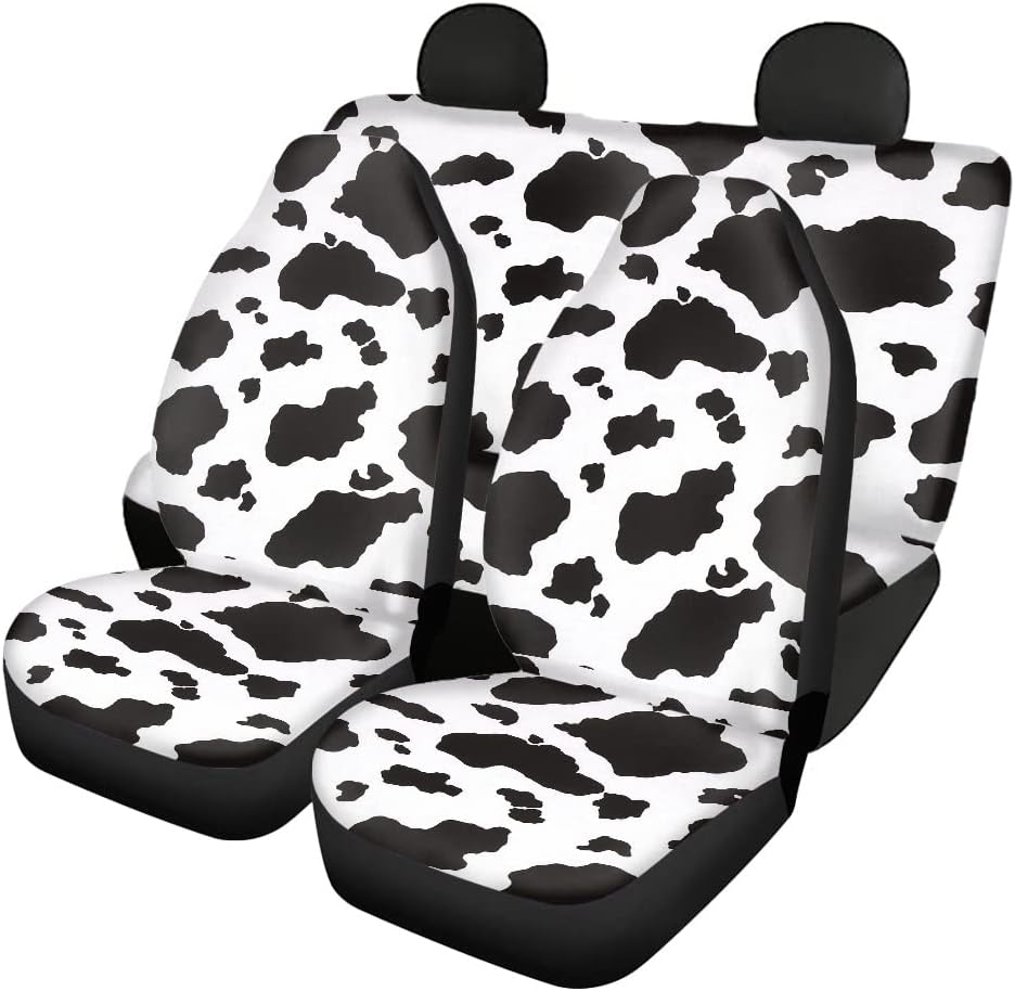 Black and White Cow Print Car Seat Cover 4piece Z1825
