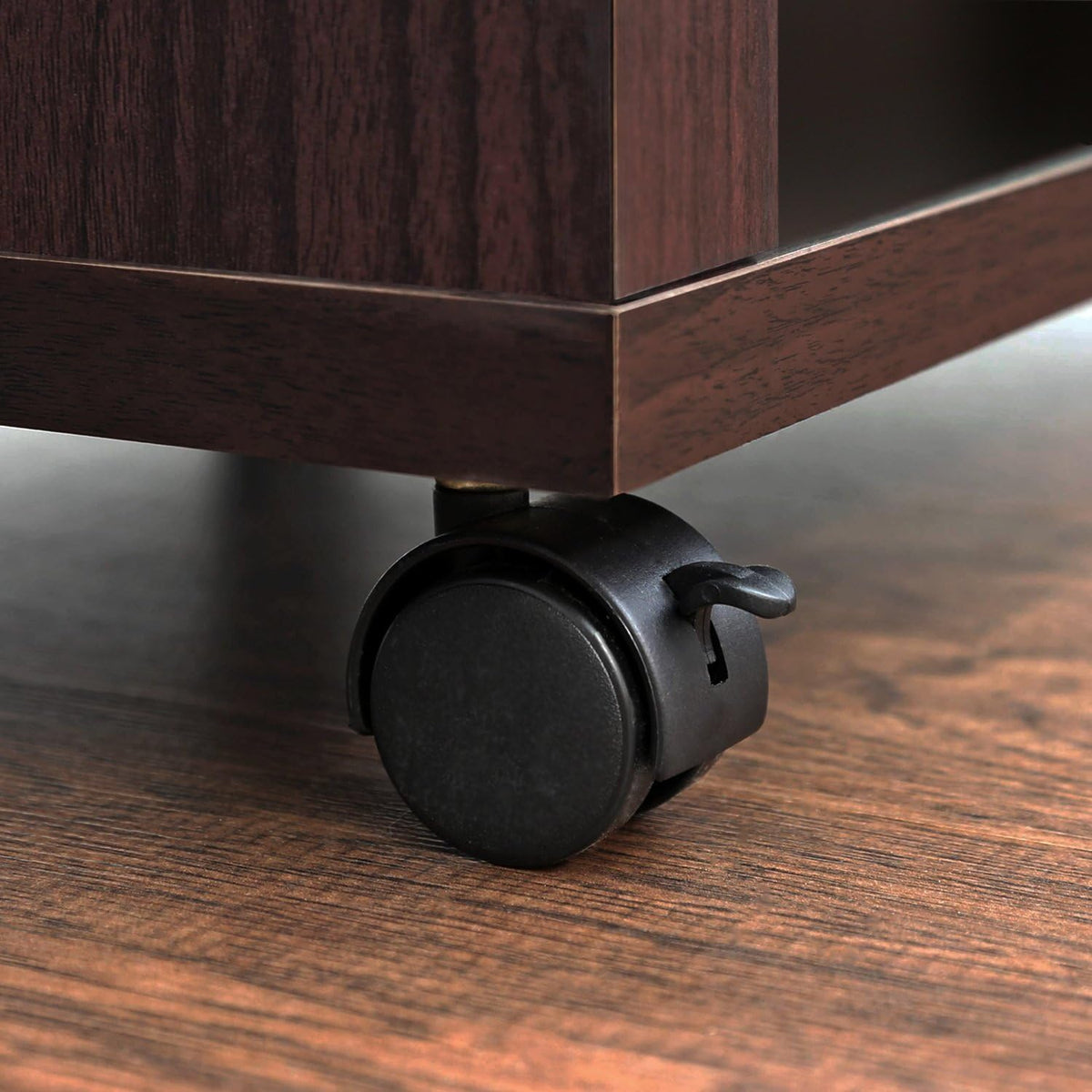 Espresso Under Desk Utility Cart with Casters V1870