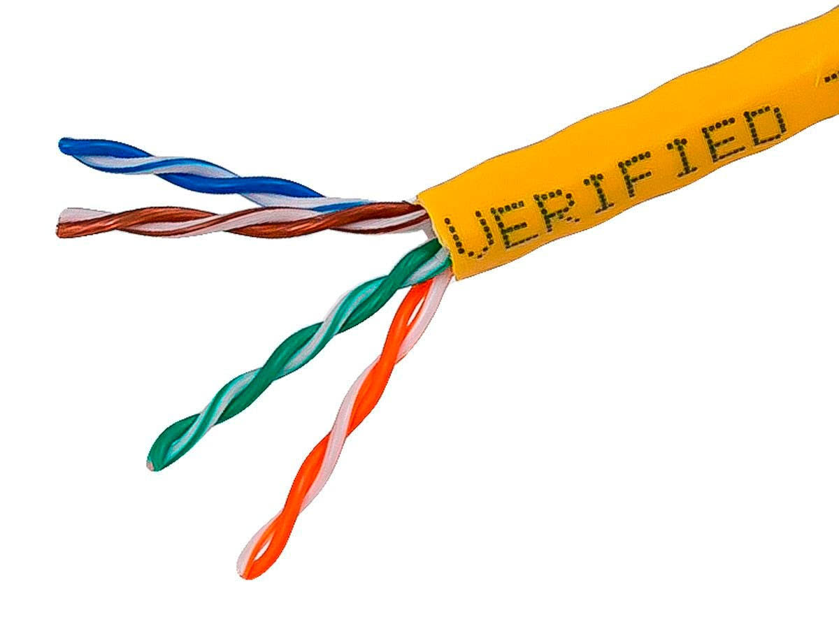 1000ft Cat5e Bulk Bare Copper Ethernet Cable UTP Solid Riser Rated 350MHz 24AWG Yellow C919