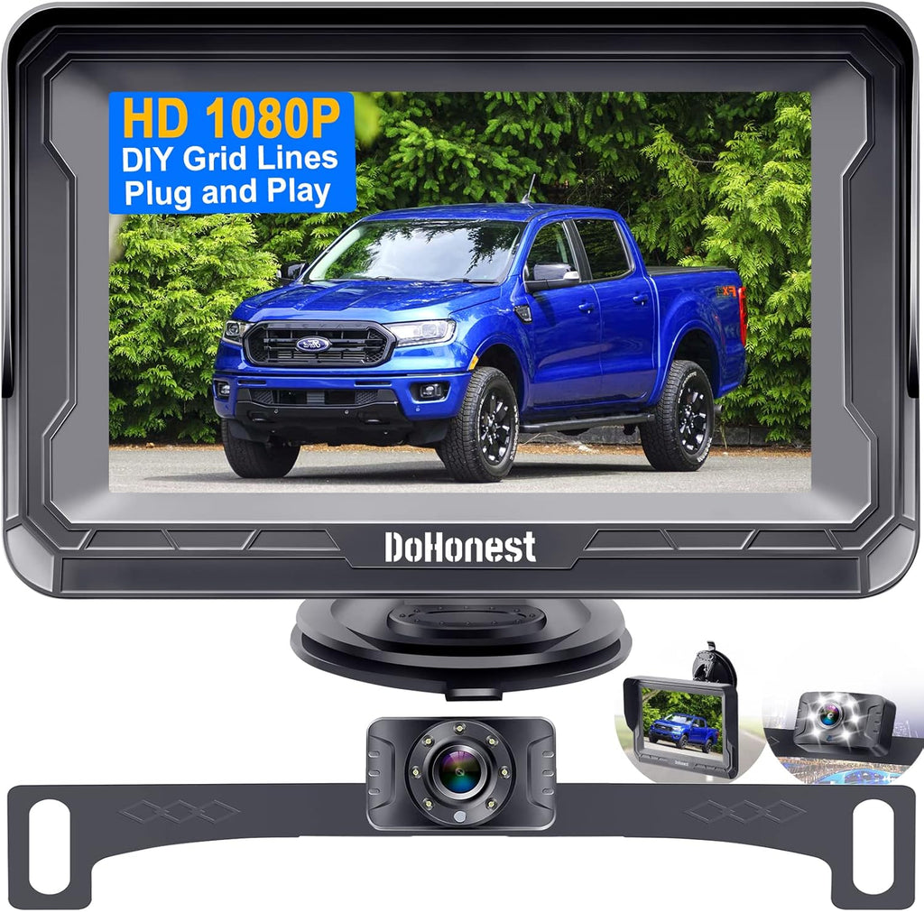 HD 1080P 7 LED Night Vision Reverse Camera with LCD Monitor, Pack of 2 B919