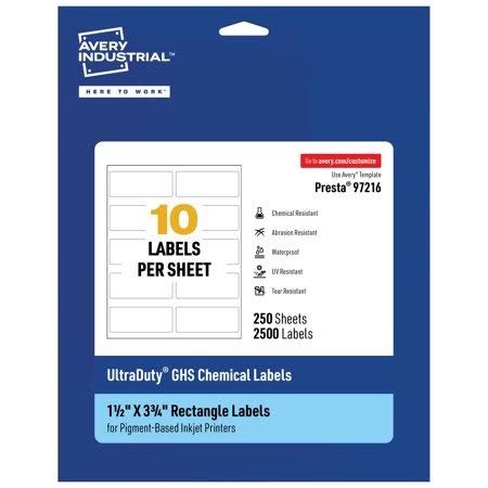 Waterproof Printable Labels, Pack of 2500, 1.5 x 3.75 inch Q748