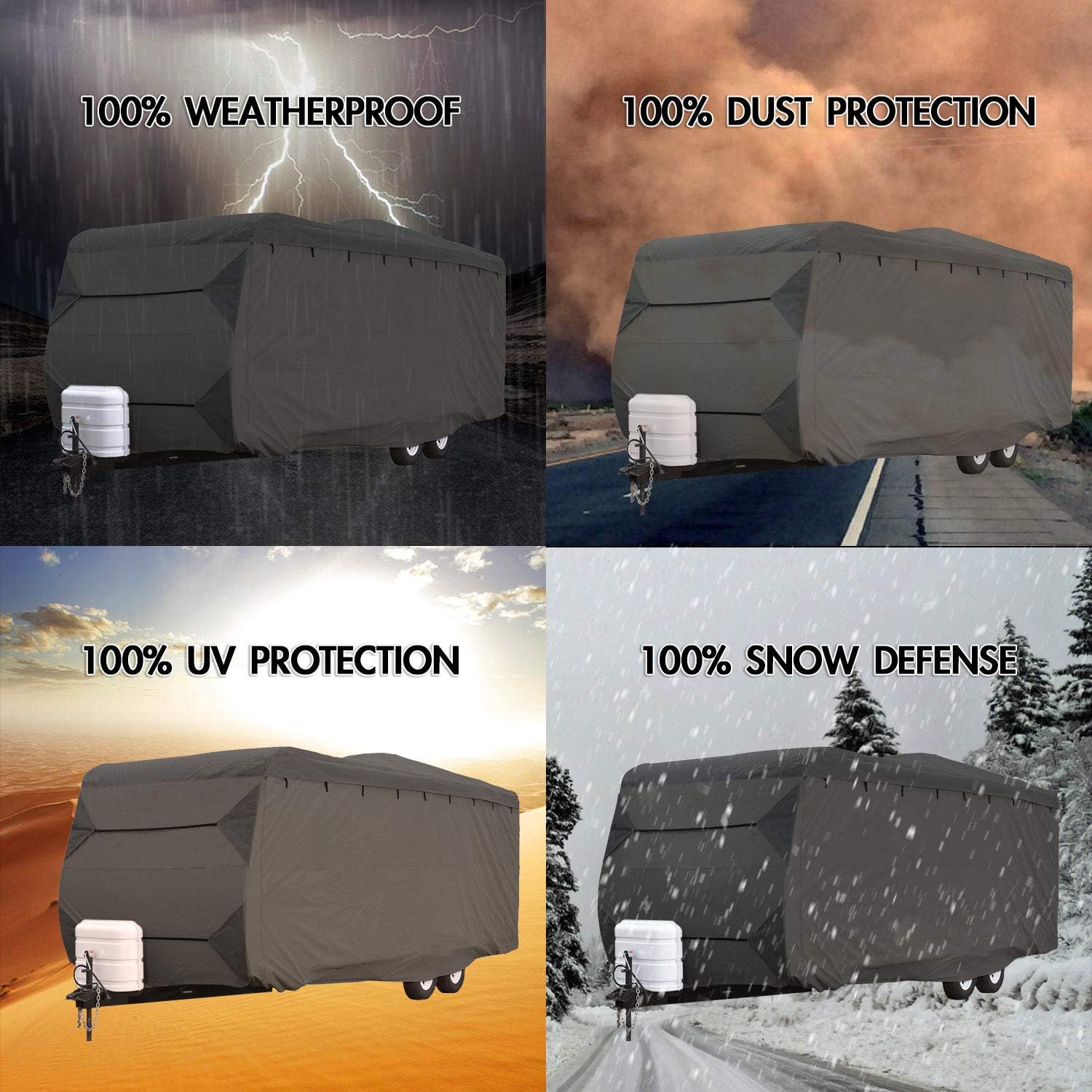 Gray RV Motorhome Travel Trailer Cover Fits Length 20'-22' W4507