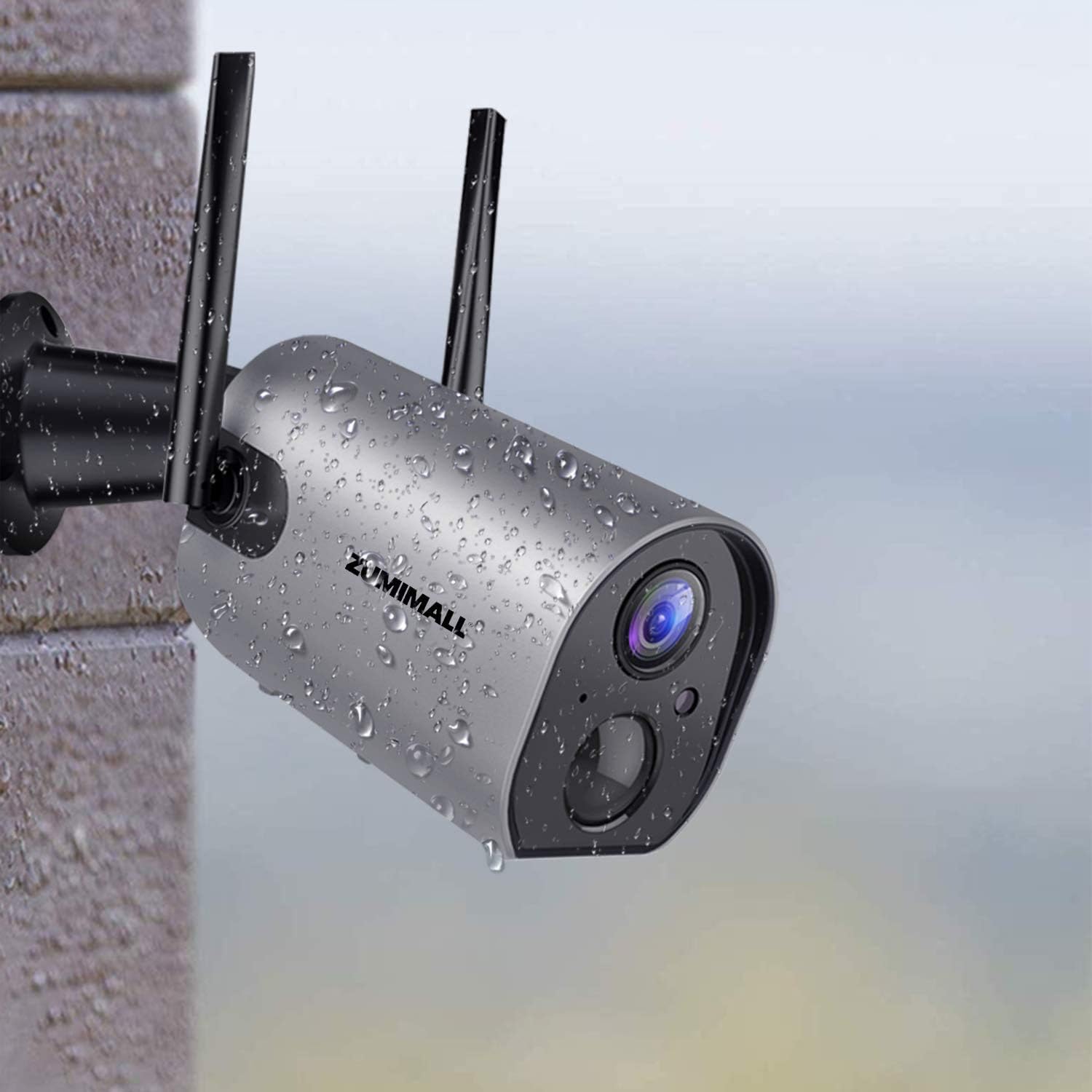 Wireless Outdoor WiFi Security Camera, Rechargeable Battery Powered, PIR Motion Detection, Two Way Audio, Night Vision, Waterproof, 2PCS F430604