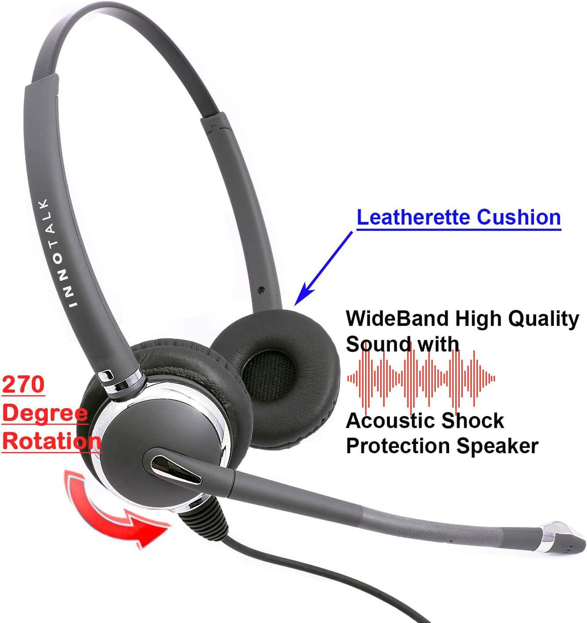 Noise Cancelling Binaural Headset with Quick Disconnect Cord Q16038