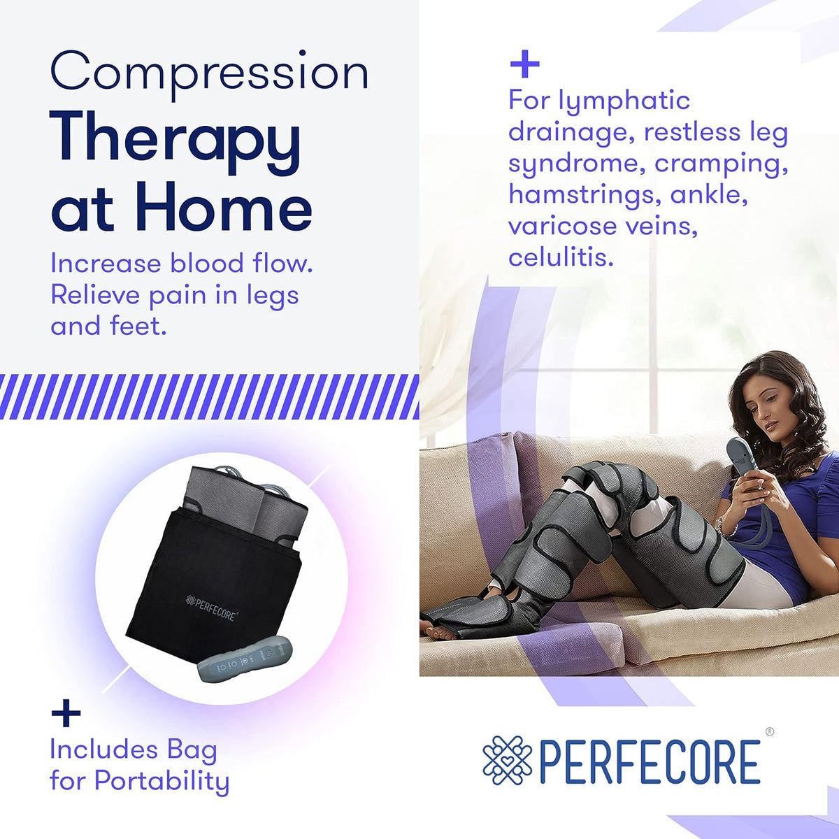 Large Knee Dark Grey Leg Massager with Heat Air Compression O957831