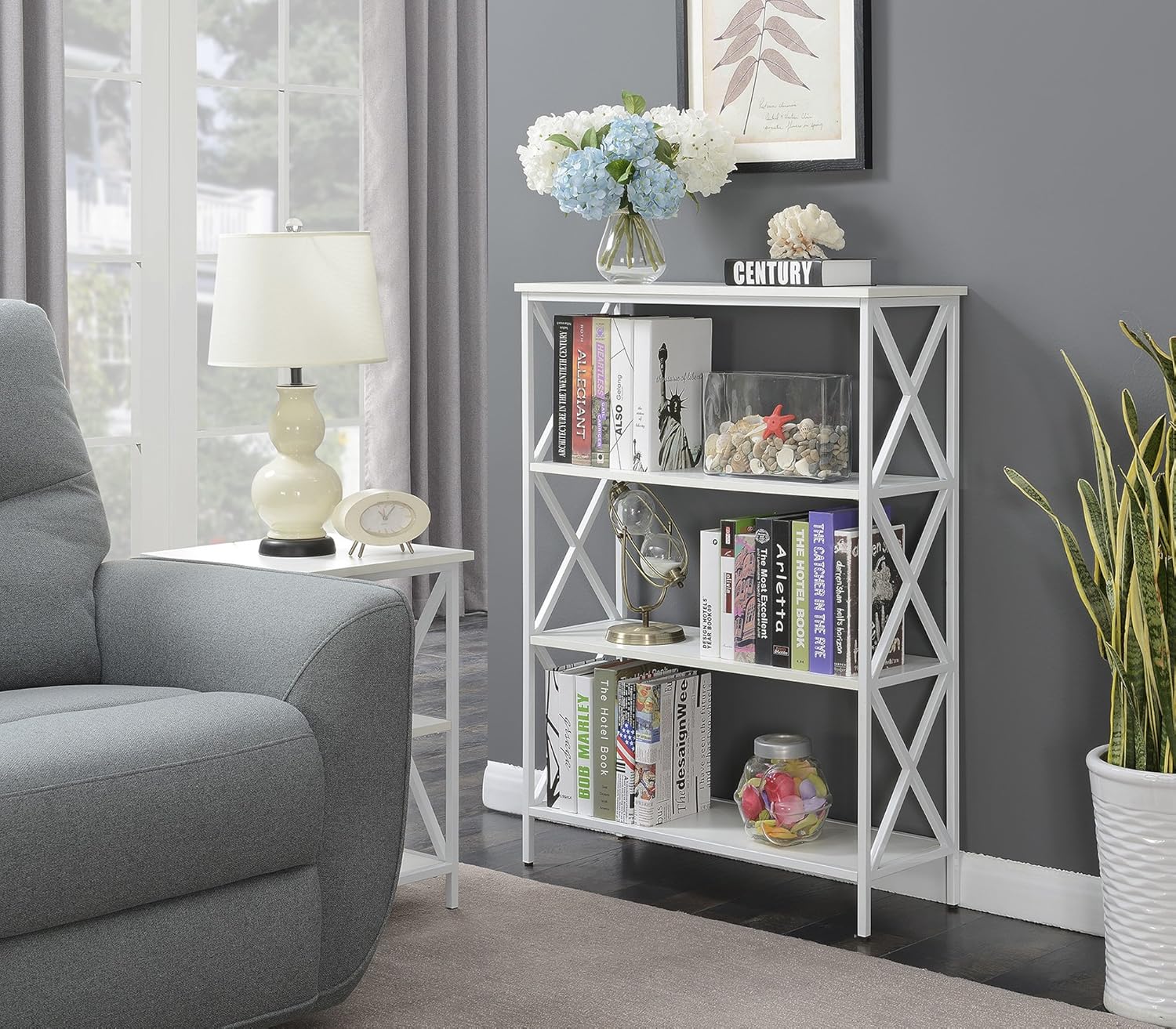 4-Tier Bookcase, Barnwood/Black B9746
