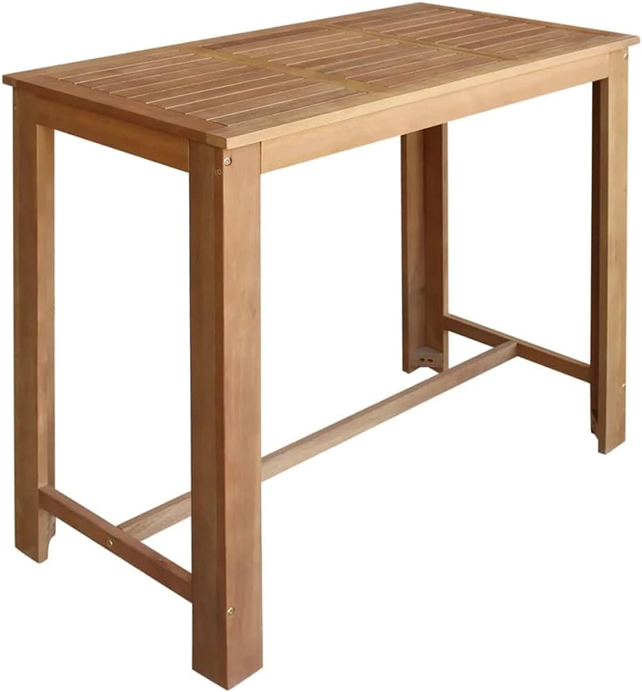 7 Piece Solid Acacia Wood Bar Table and Chair Set A996