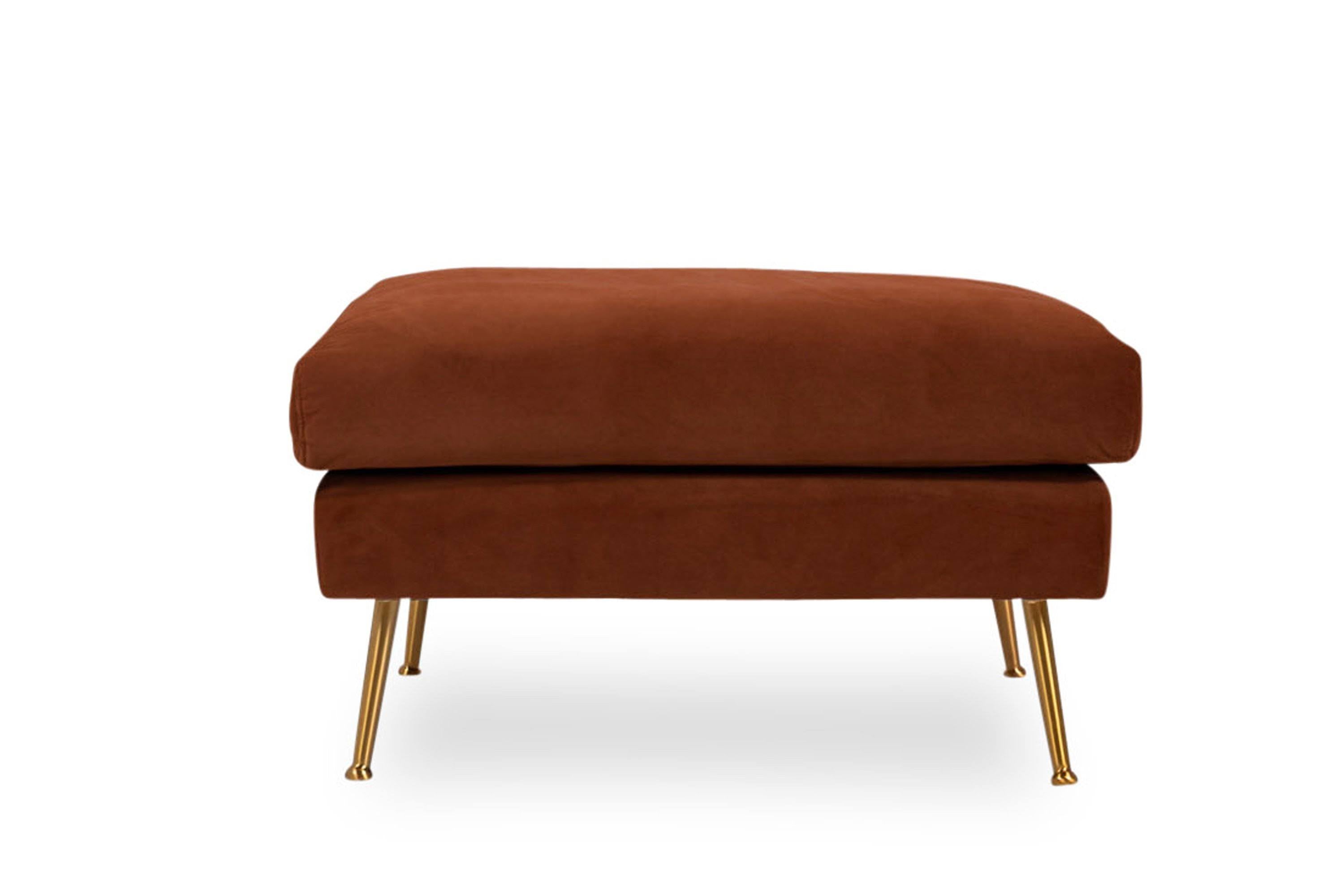 Rust Velvet Ottoman L805492