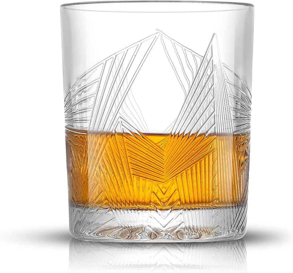 Whiskey Decanter and 6PC Glasses Set, 27 oz Airtight Glass Decanter, Set of 6 Old Fashioned Rocks Glasses V10066