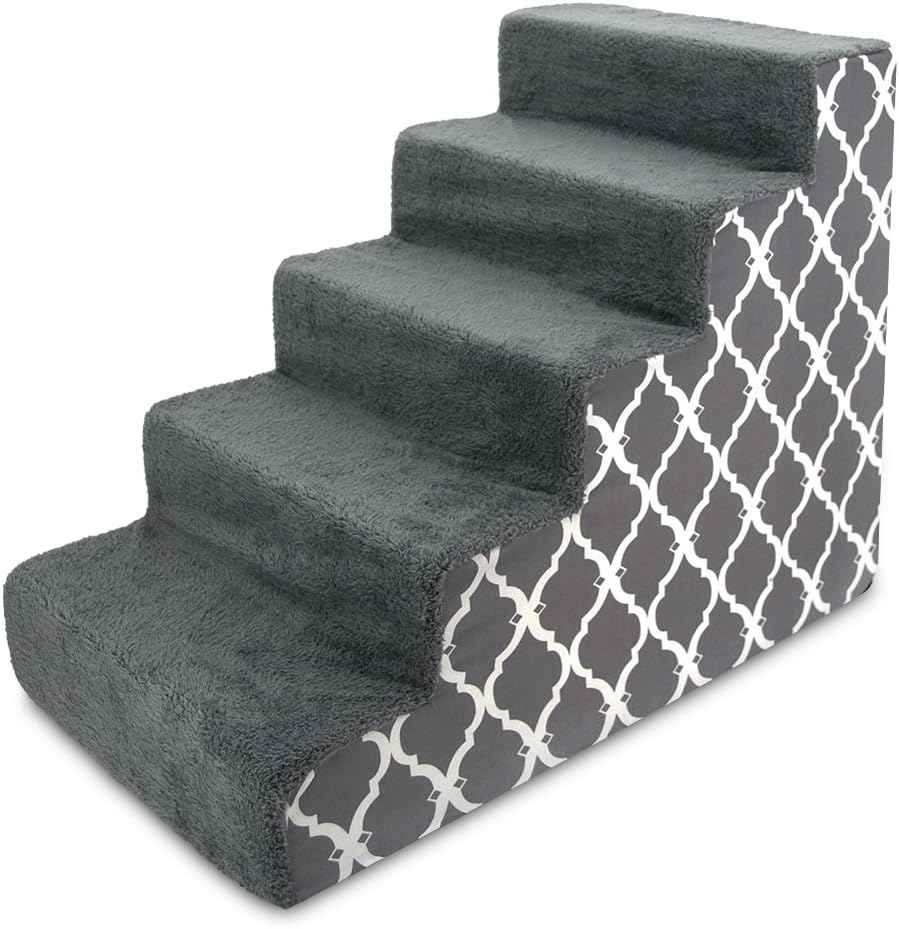 Gray 3-Step Pet Steps and Stairs with Foam, Pack of 2 P283153