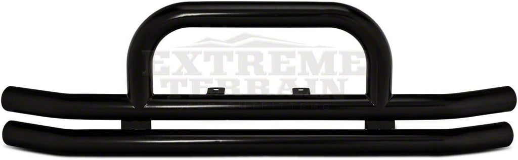 Gloss Black Double Tubular Front Bumper with Over-Rider Hoop P2242
