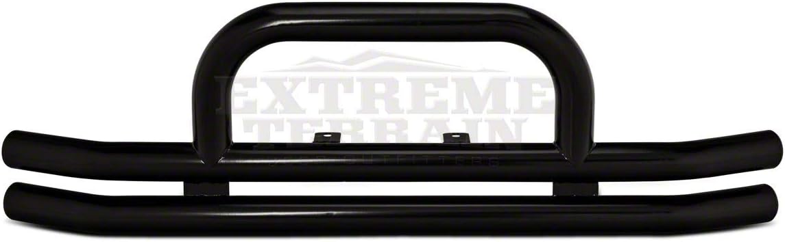 Gloss Black Double Tubular Front Bumper with Over-Rider Hoop P2242