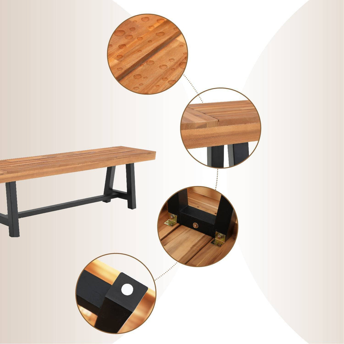 2pc 63x22 Acacia Wood Benches F430674