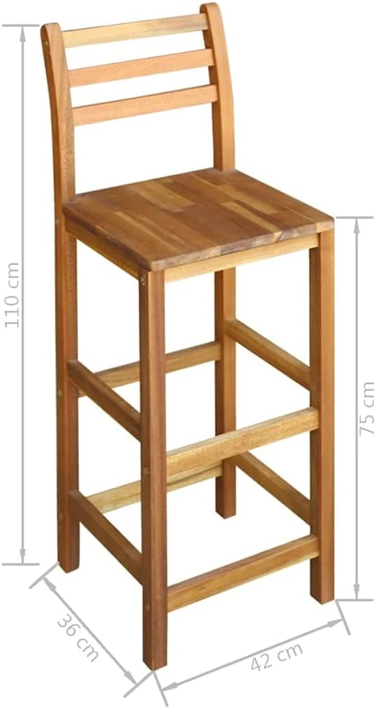 7 Piece Solid Acacia Wood Bar Table and Chair Set A996