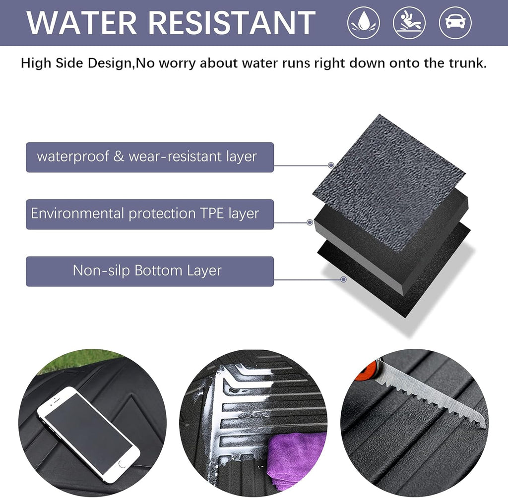 Black TPO Waterproof Rear Cargo Tray Trunk Floor Mat Protector I335
