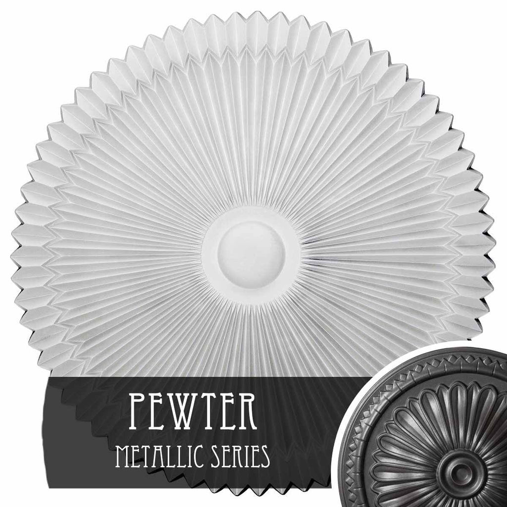 24x22OD x 3x22P Hand-Painted Pewter Ceiling Medallion S28692