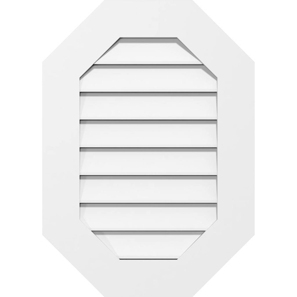 24x22W x 34x22H Vertical Elongated Octagon Surface Mount PVC Gable Vent J106216