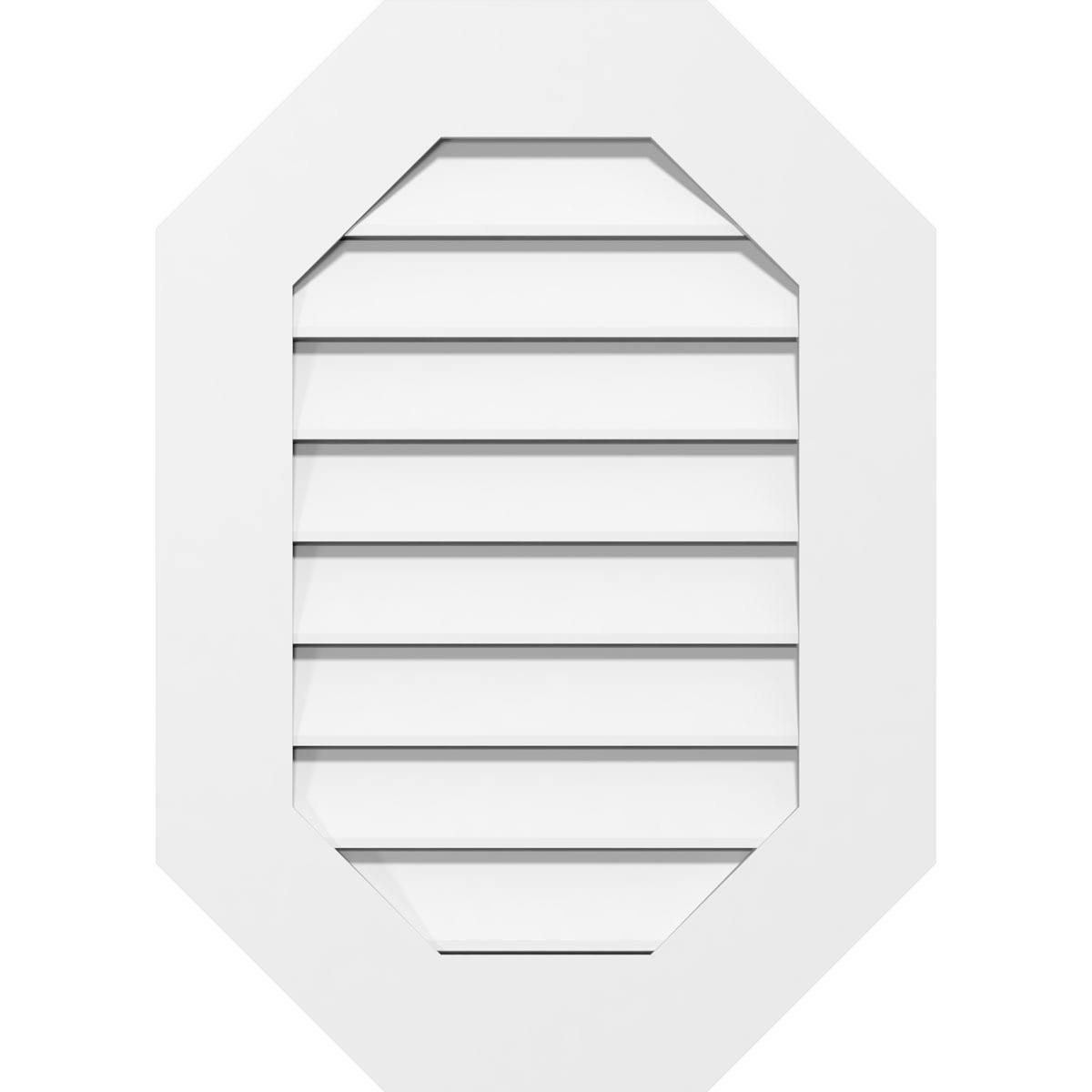 24x22W x 34x22H Vertical Elongated Octagon Surface Mount PVC Gable Vent J106216