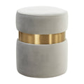 Light Grey Round Velvet Ottoman B860880