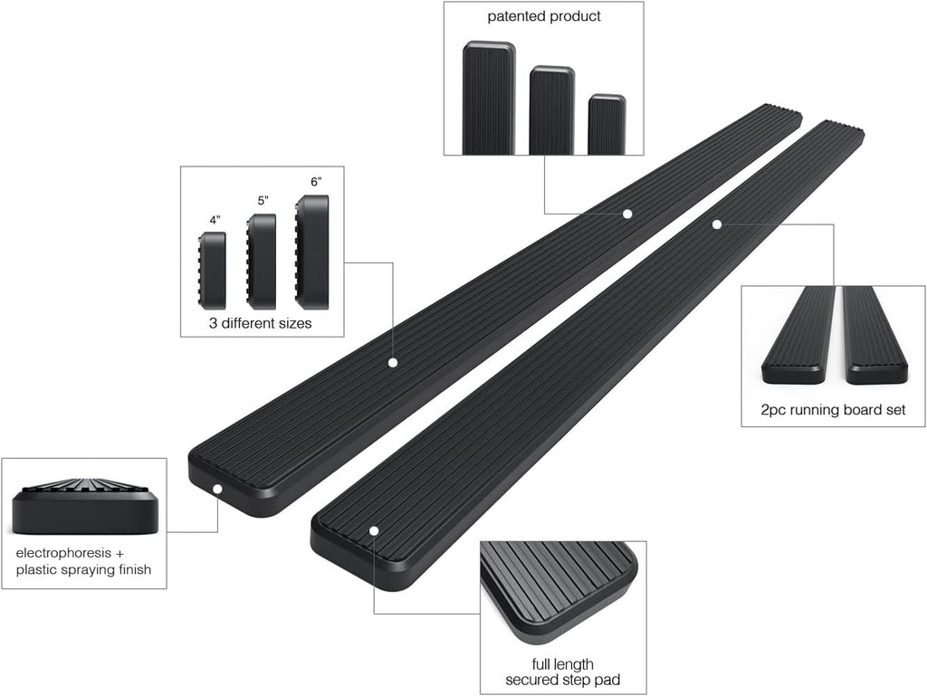6in Black Running Boards X71733