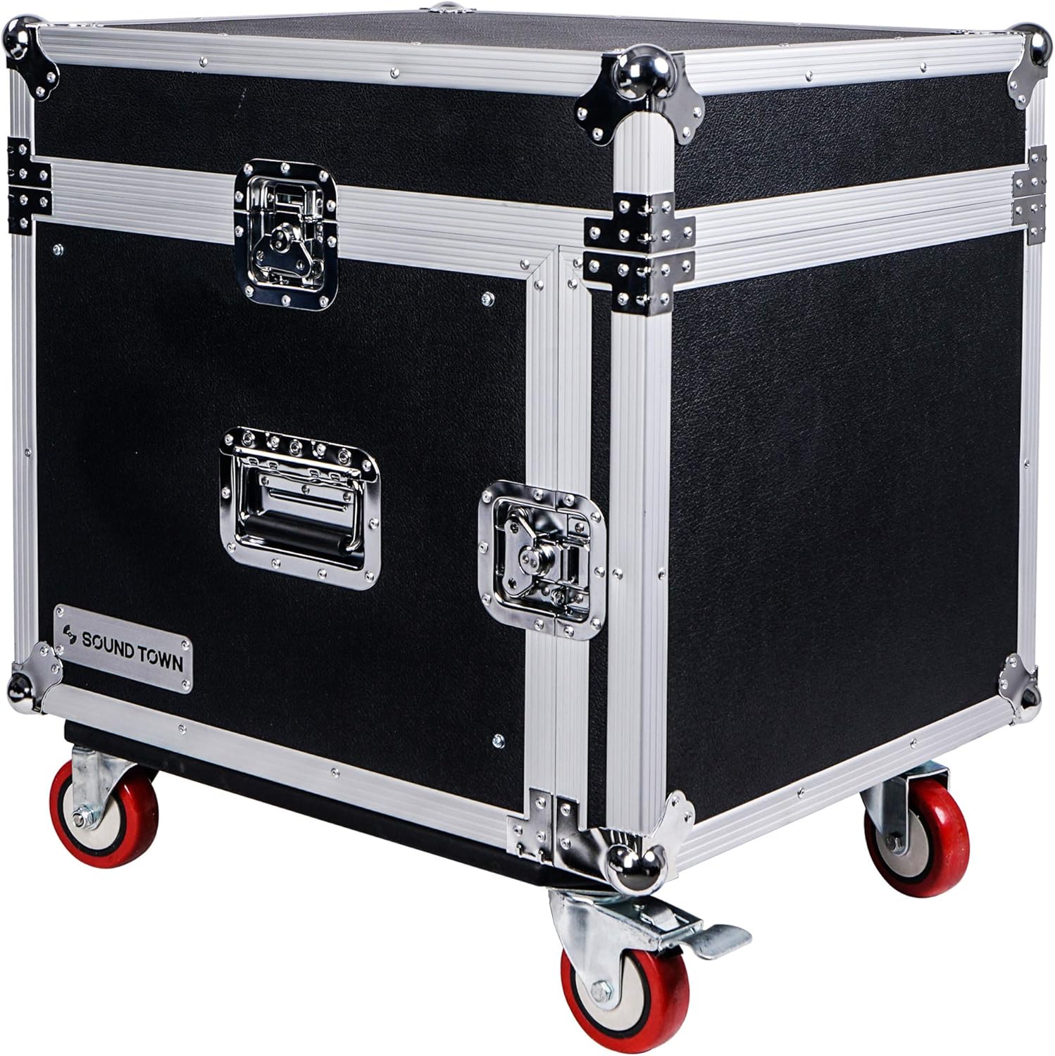 8U PA DJ Pro Audio Rack Road Case with 13U Slant Mixer Top and Casters U59129