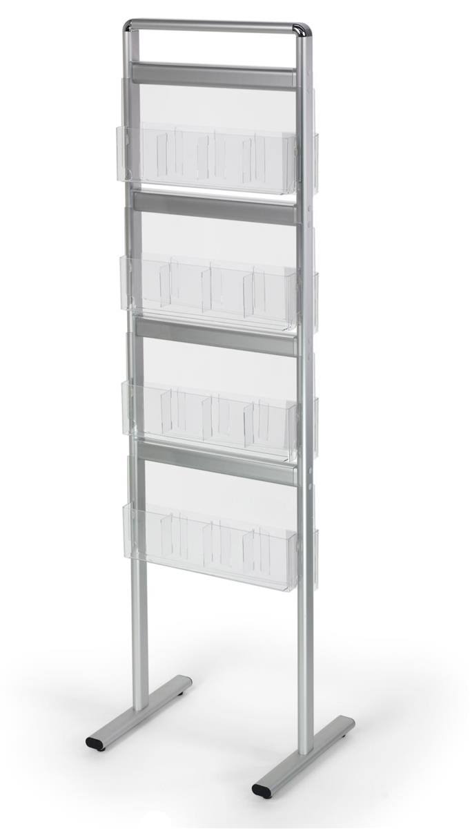 Silver Aluminum 8 Shelves Brochure or Magazine Stand G8385
