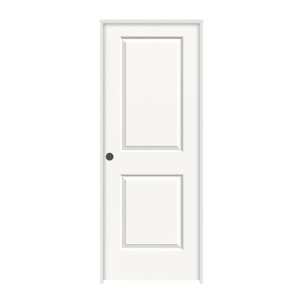 White Painted Right-Hand Solid Core Molded Composite MDF Single Prehung Interior Door E12975