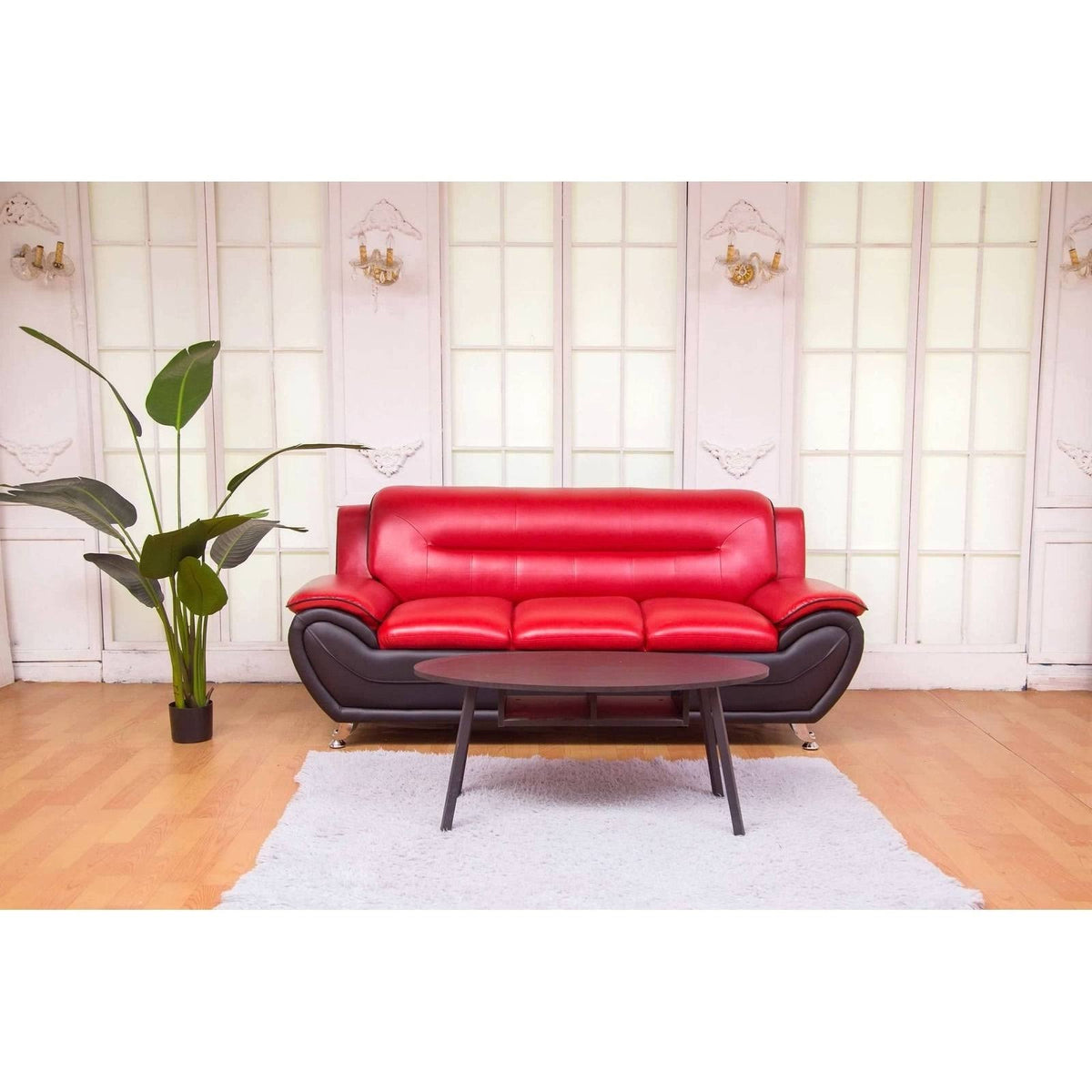 Red & Black Leatherette Sofa Set K69362