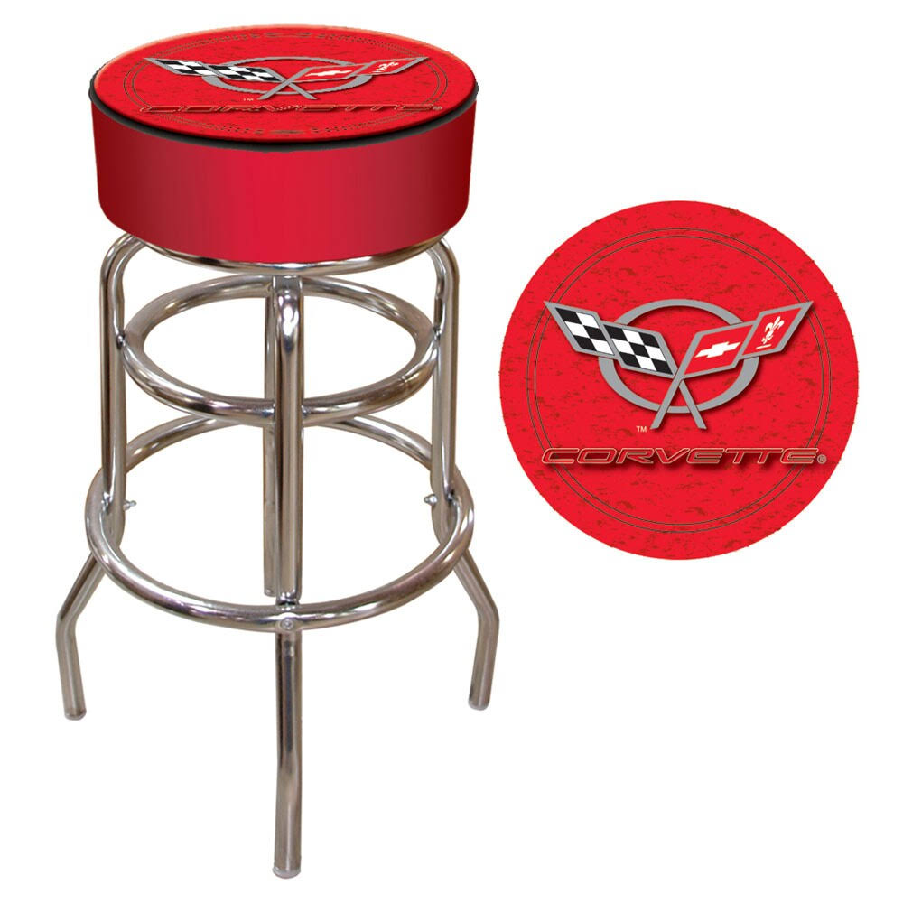 Red Padded Swivel Bar Stool C5477