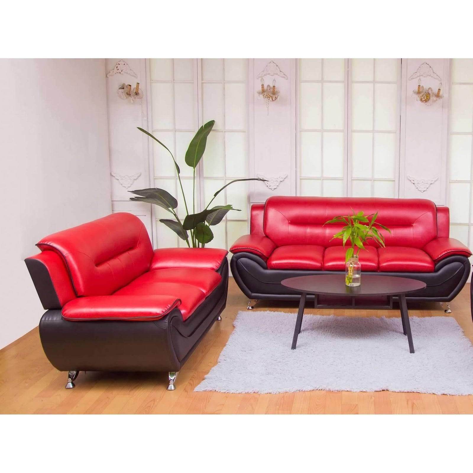 Red & Black Leatherette Sofa Set K69362